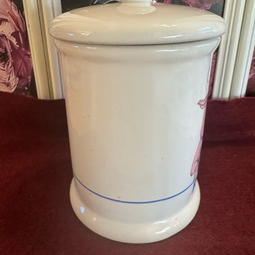 VTG “fat can” bacon grease ceramic canister jar featuring pig in chefs hat